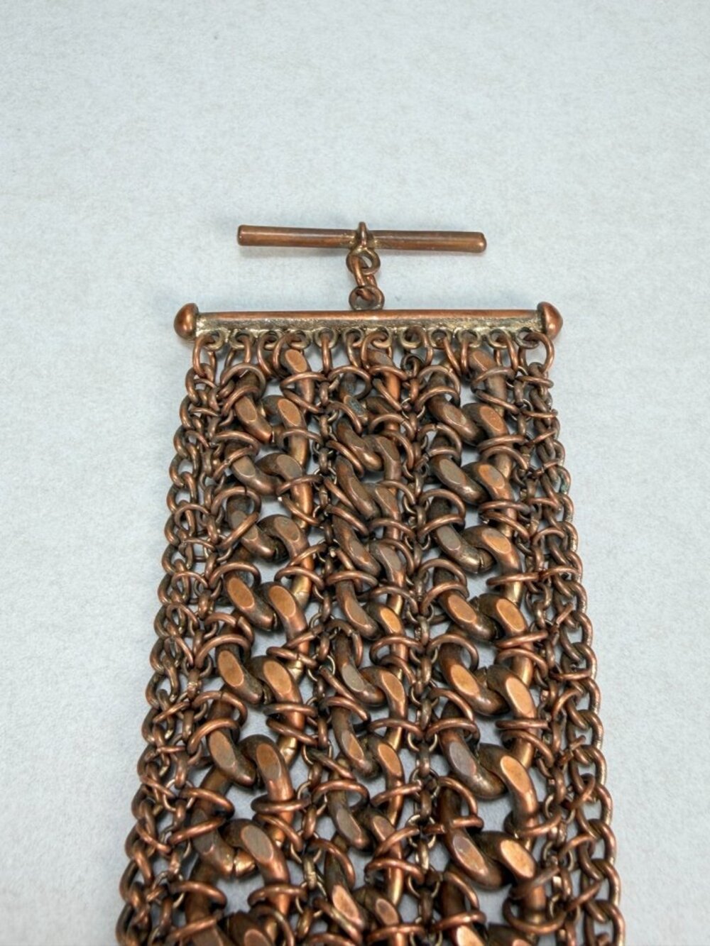 Heavy Copper Mesh Cuff Bracelet Chunky Artisan Statement Jewelry - Picture 5 of 8